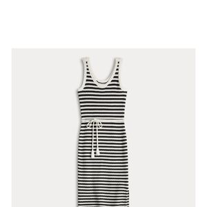 Nine West Black and White Striped Maxi Tank Dress